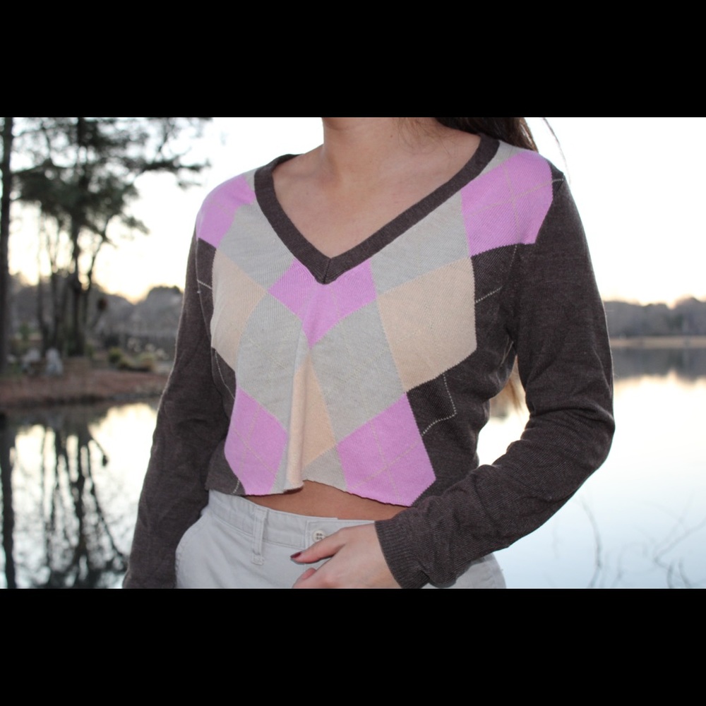 Plaid Cropped Sweater